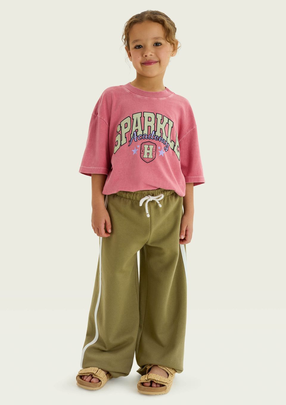 Calça Wide Leg Infantil Menina em Moletom Peluciado - Verde