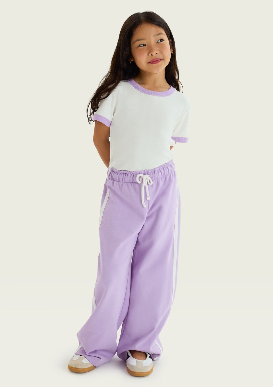 Calça Wide Leg Infantil Menina em Moletom Peluciado - Lilás
