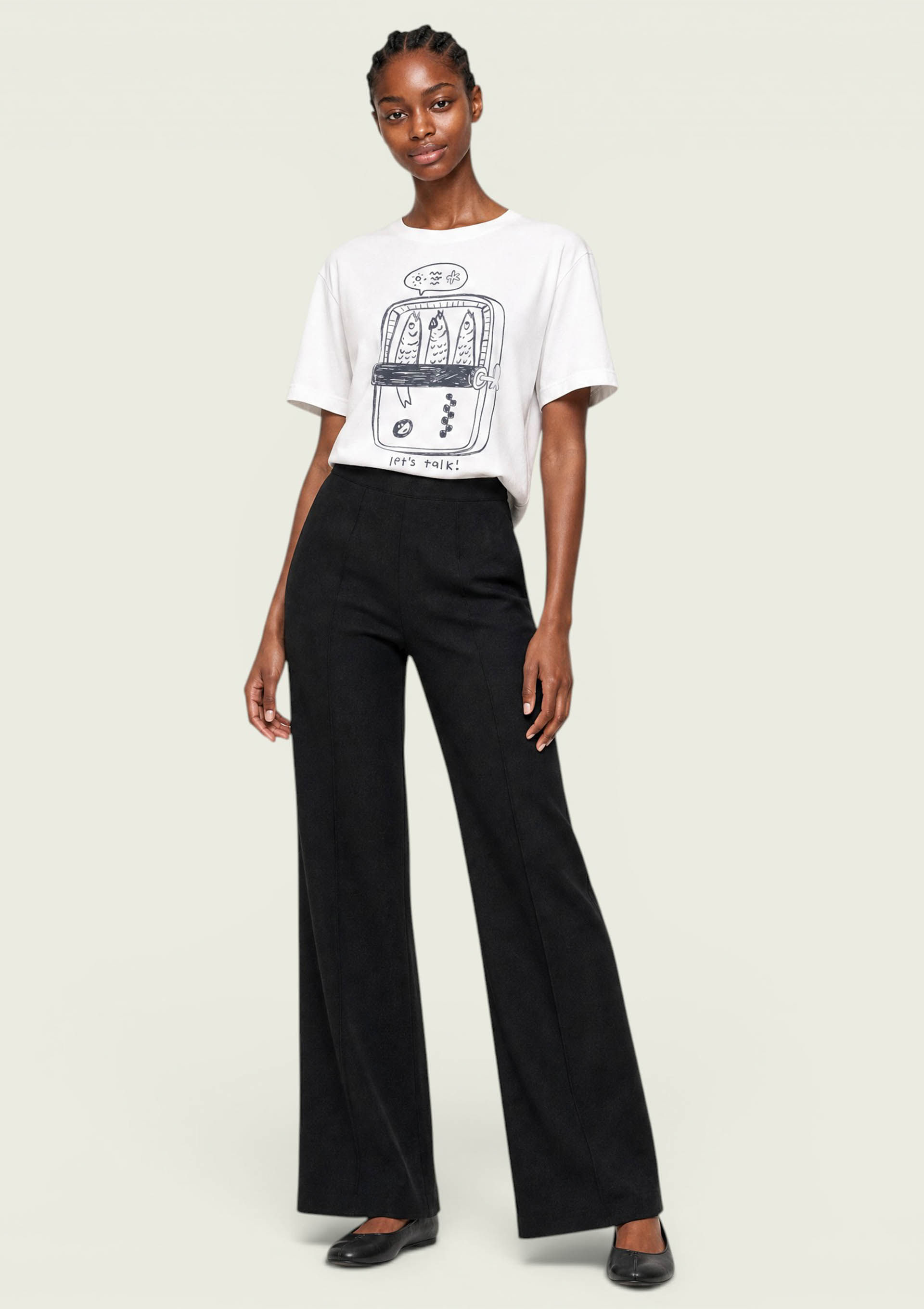 Calça Feminina Flare Em Malha De Viscose - Preto