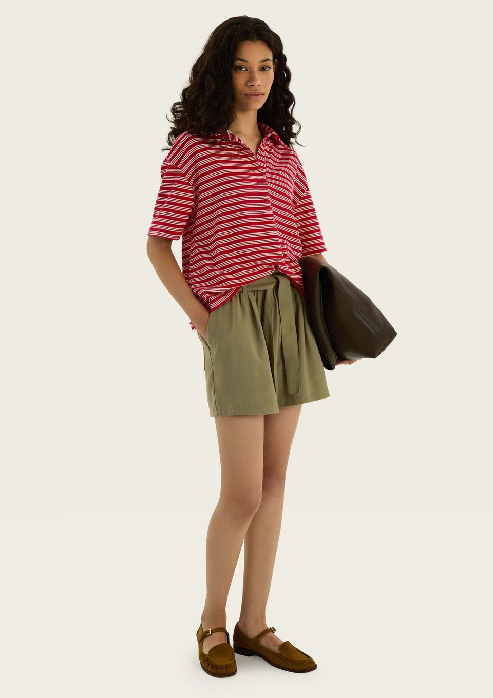 Polo Feminina Texturizada Fio Tinto - Vermelho