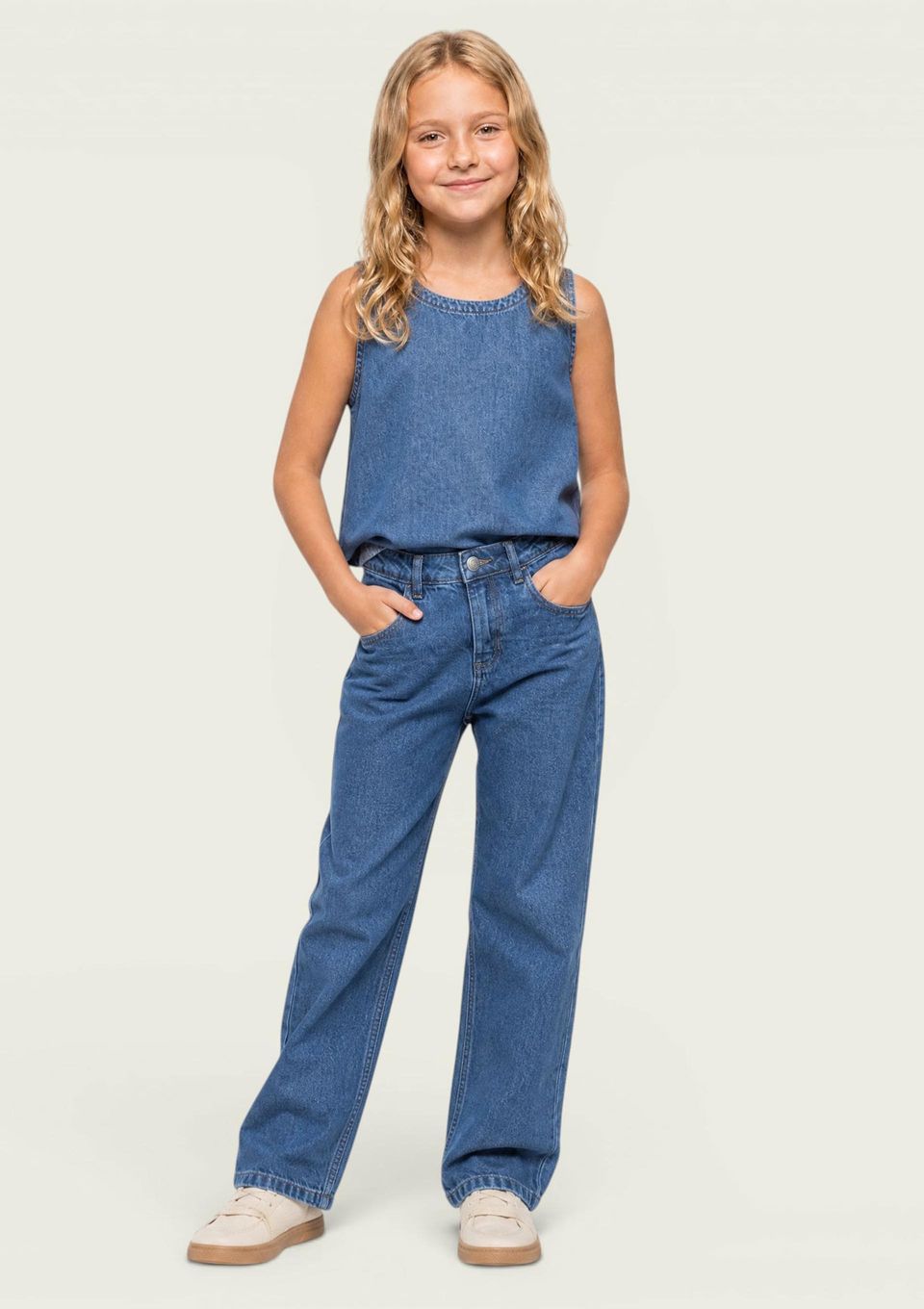 Calça Jeans Infantil Menina Ballon - Azul