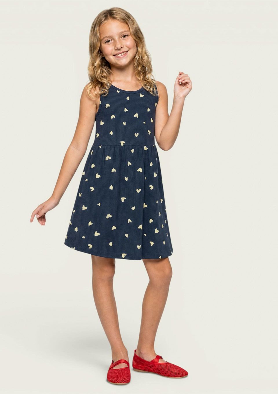 Vestido Curto Infantil Estampado - Azul