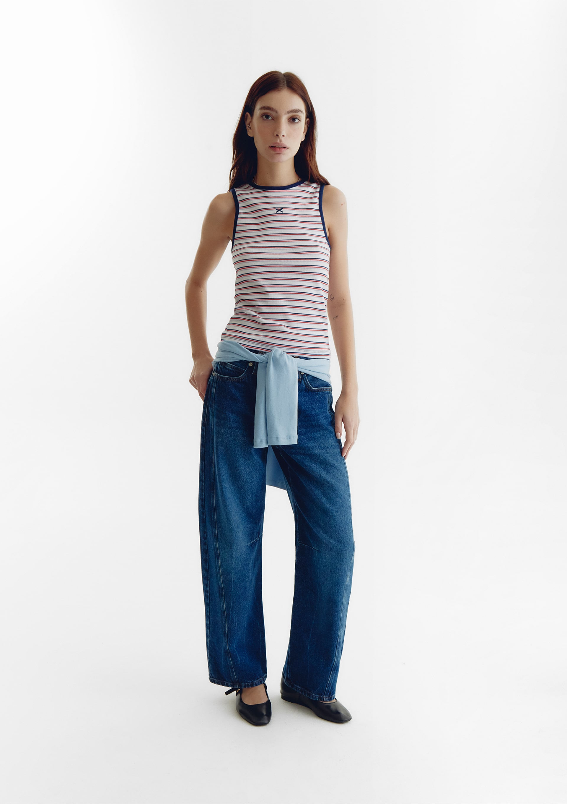 Regata Feminina Listrada Em Ribana Canelada - Off white