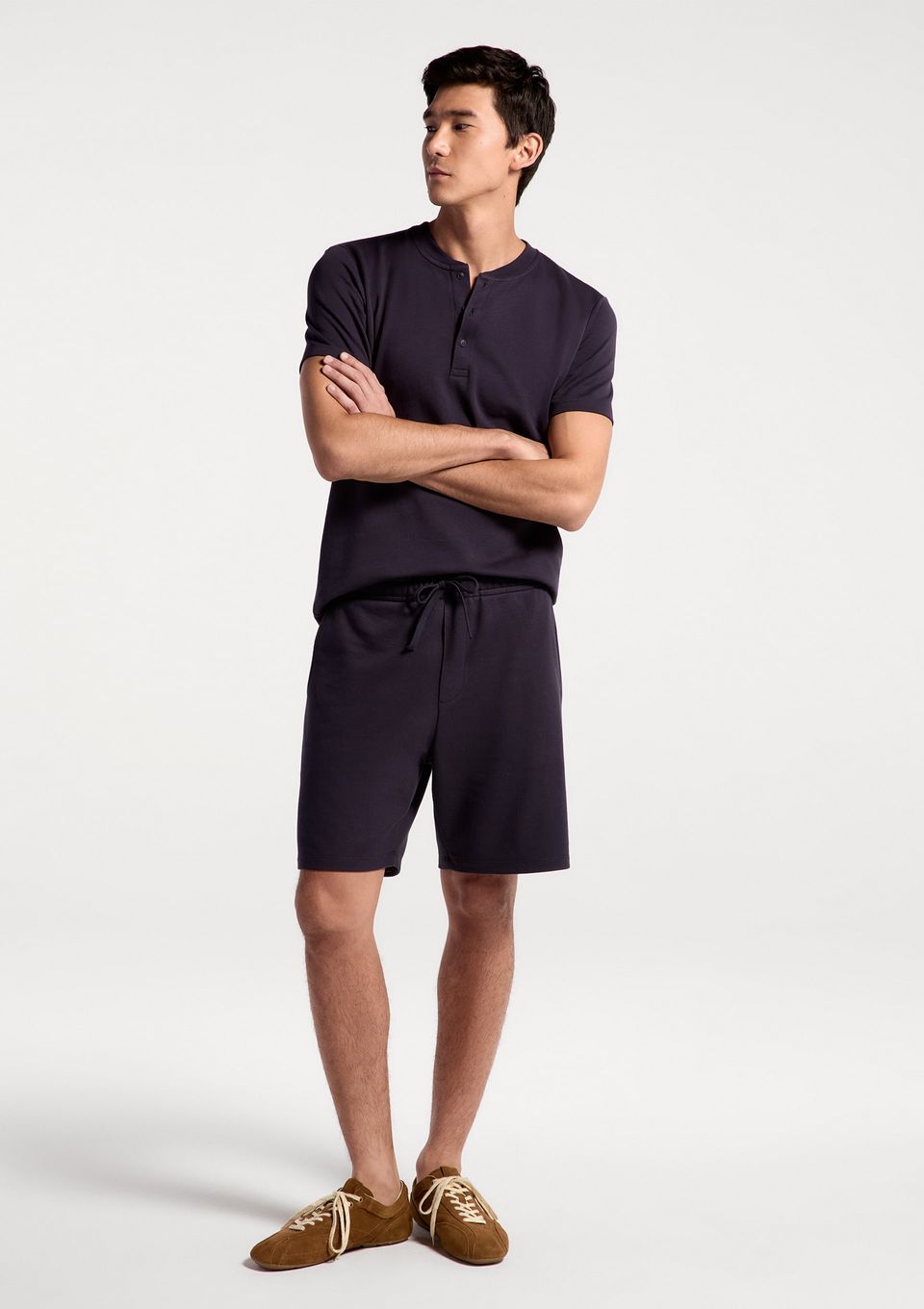 Bermuda Masculina Reta em Moletom - Azul