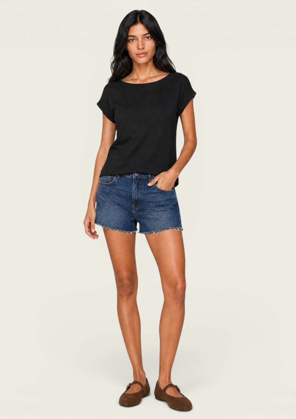 Shorts Jeans Feminino Reto Cintura Média - Azul
