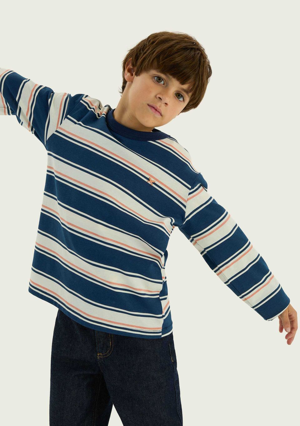 Camiseta Infantil Menino Manga Longa Estampada - Azul