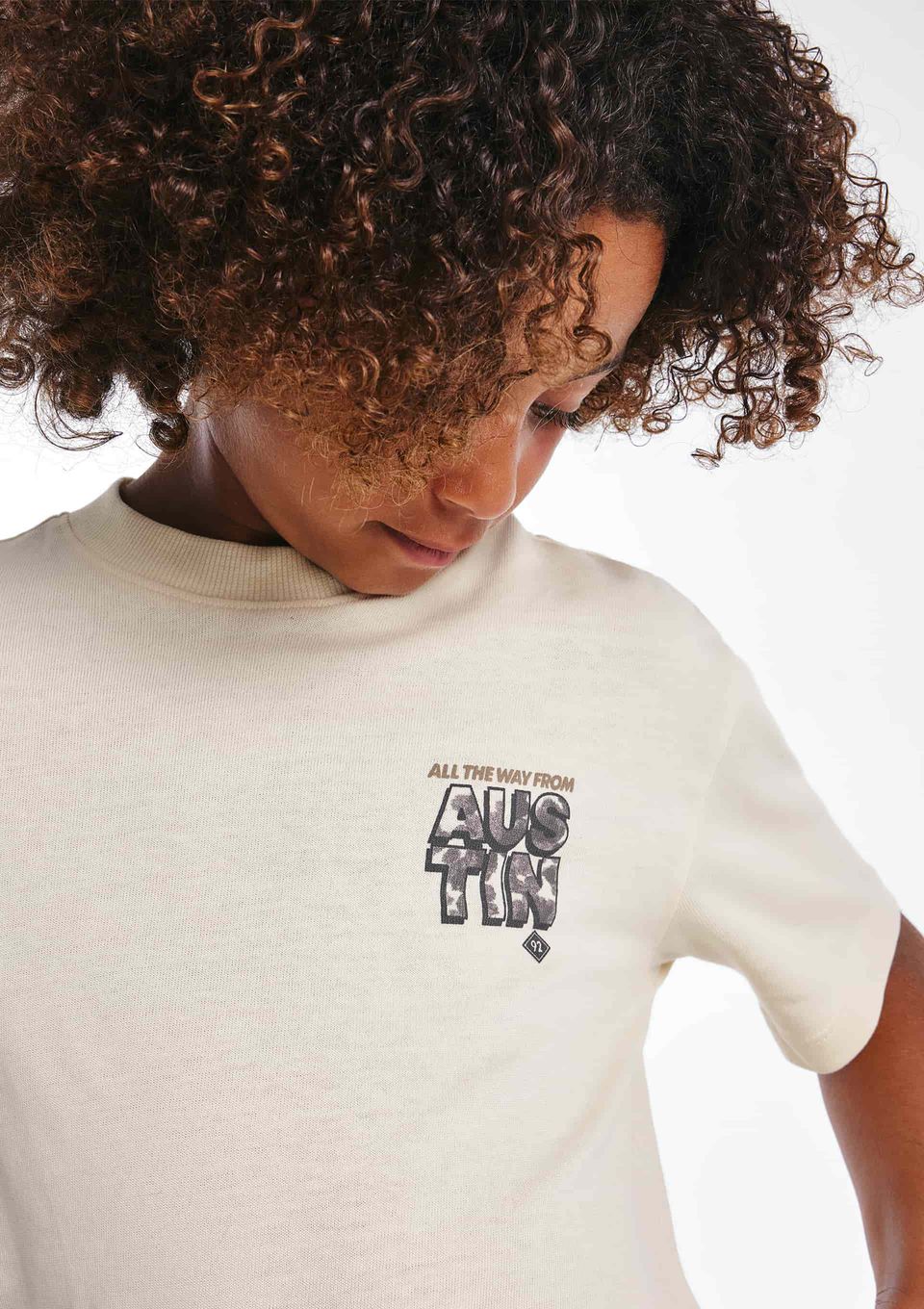 Camiseta Infantil Menino Manga Curta com Estampa - Creme