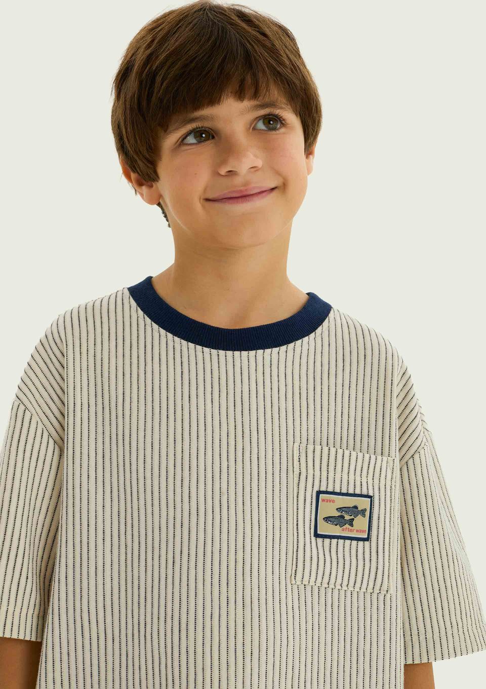 Camiseta Infantil Menino em Malha Fio Tinto - Azul