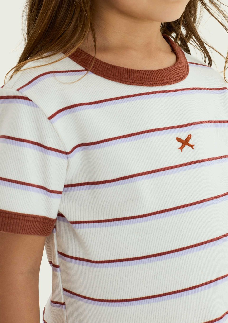 Blusa Infantil Menina em Ribana Canelada - Marrom