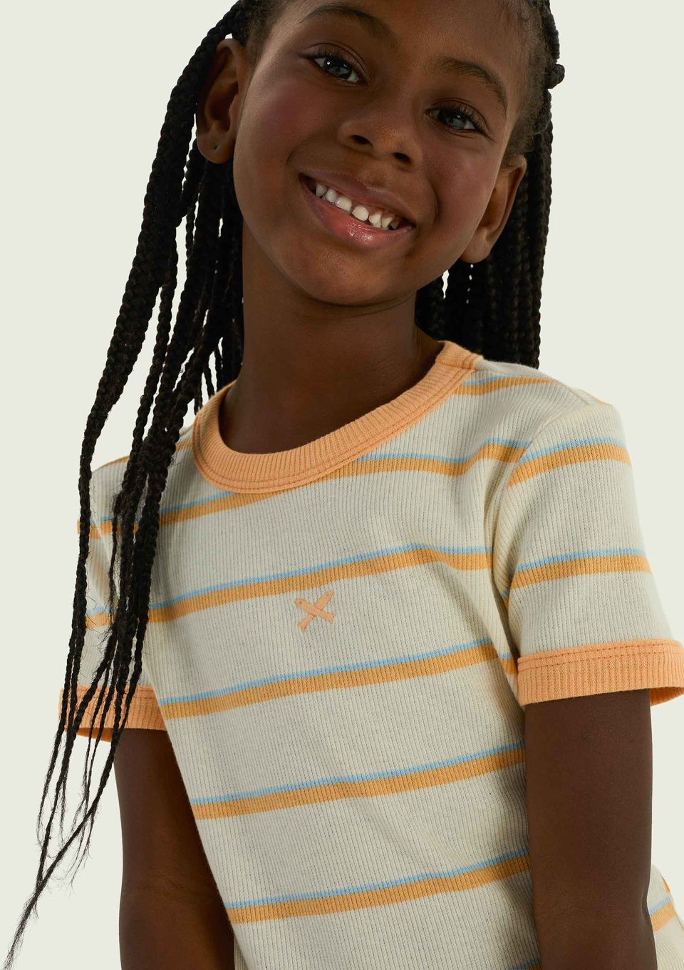 Blusa Infantil Menina em Ribana Canelada - Laranja
