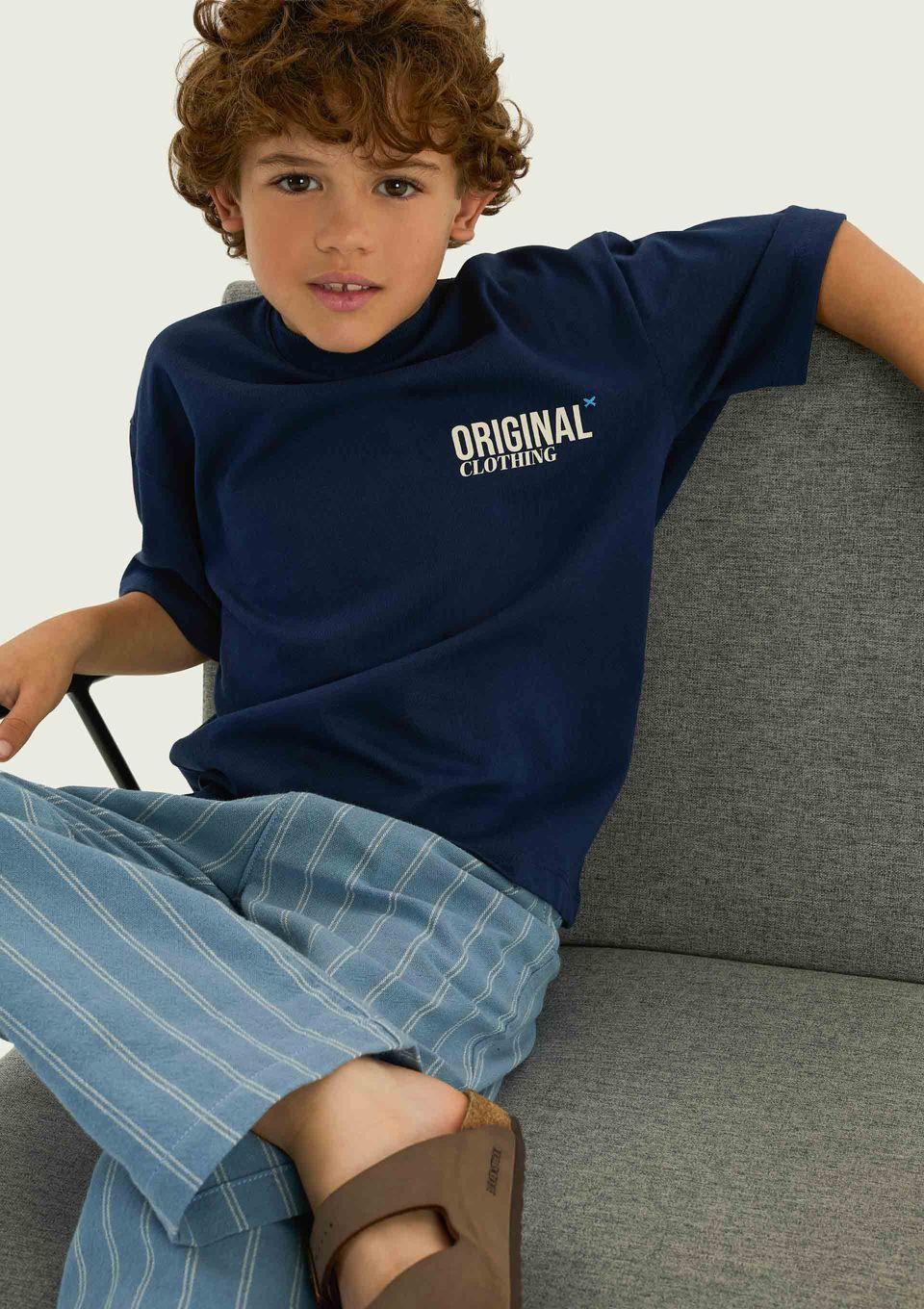 Camiseta Infantil Menino Manga Curta com Estampa - Azul