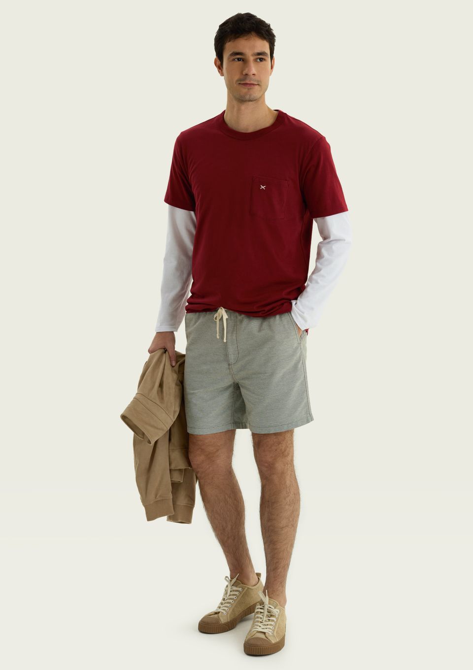 Bermuda Masculina Reta Fio Tinto - Verde