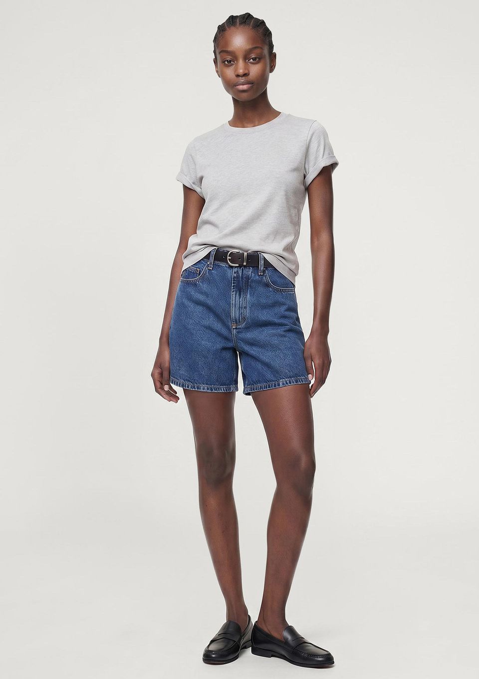 Bermuda Jeans Feminina Mom Cintura Alta - Azul