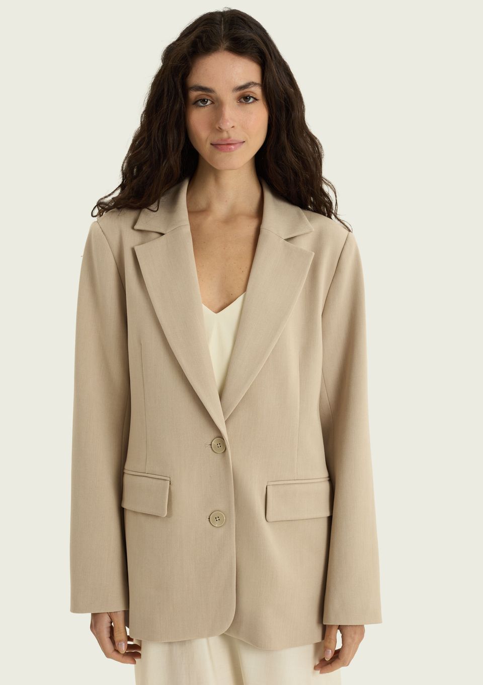 Blazer Feminino com Ombreira - Bege