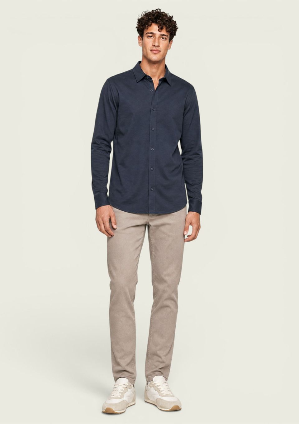 Calça Masculina Slim em Sarja - Bege
