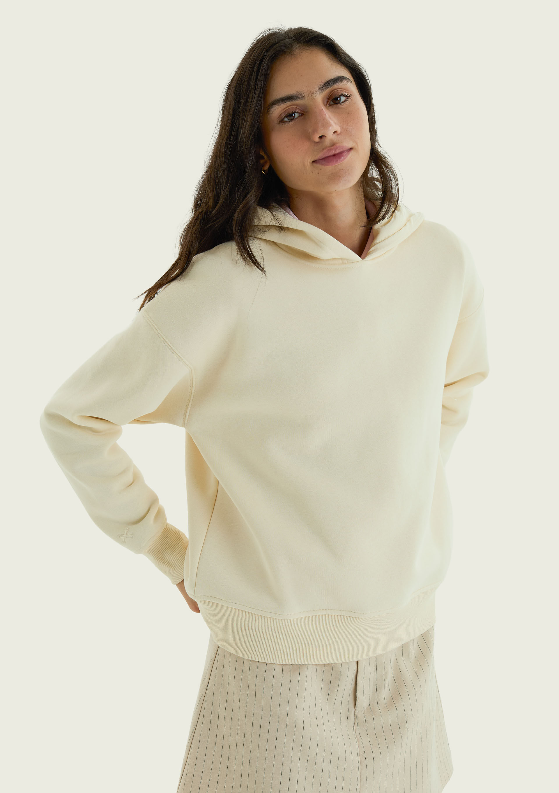 Blusão Feminino Moletom com Capuz - Creme — Hering