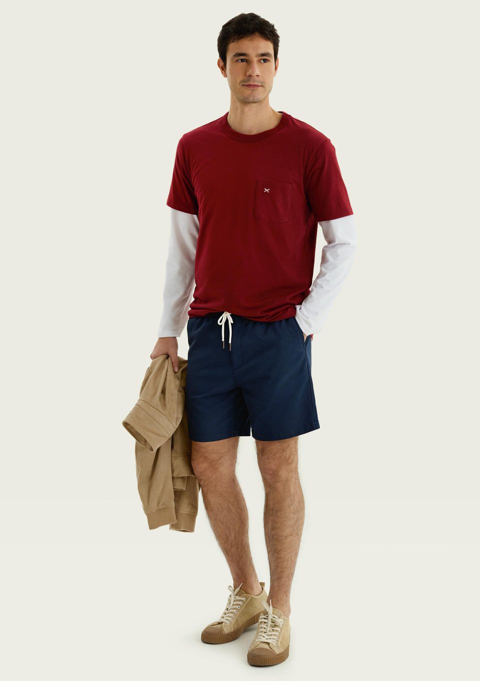 Bermuda Masculina Reta Fio Tinto - Azul