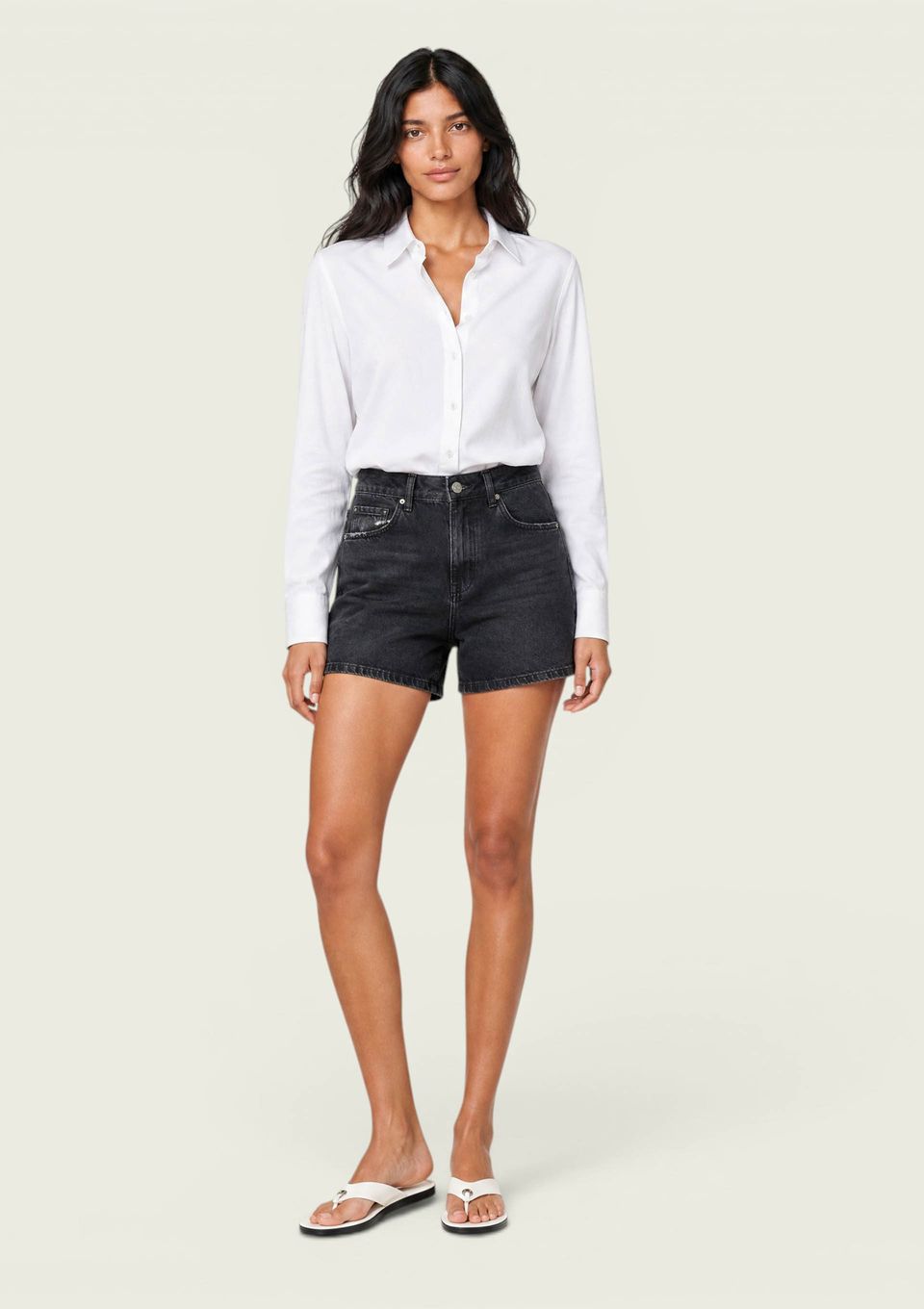 Shorts Jeans Feminino Mom Cintura Alta - Preto