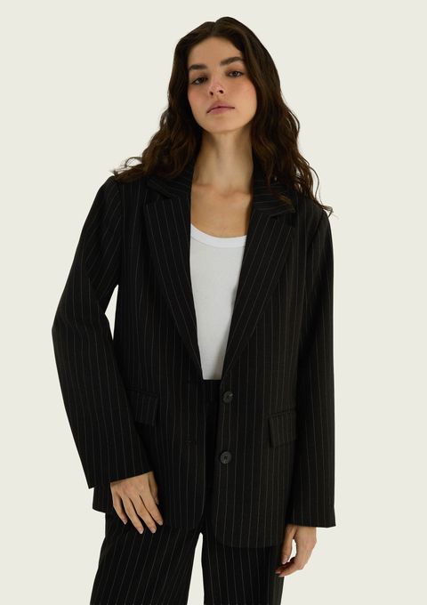 Blazer Feminino Risca de Giz - Preto — Hering
