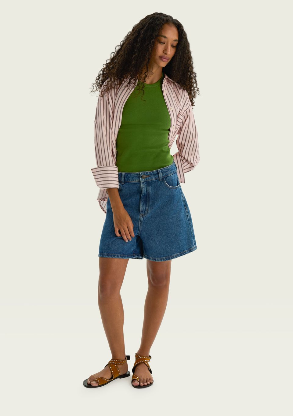 Shorts Jeans Feminino Reto Cintura Super Alta - Azul