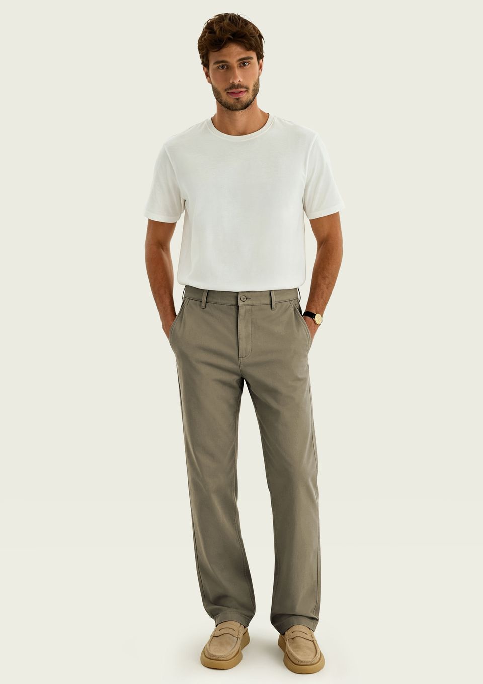 Calça Masculina Reta Chino em Sarja - Verde