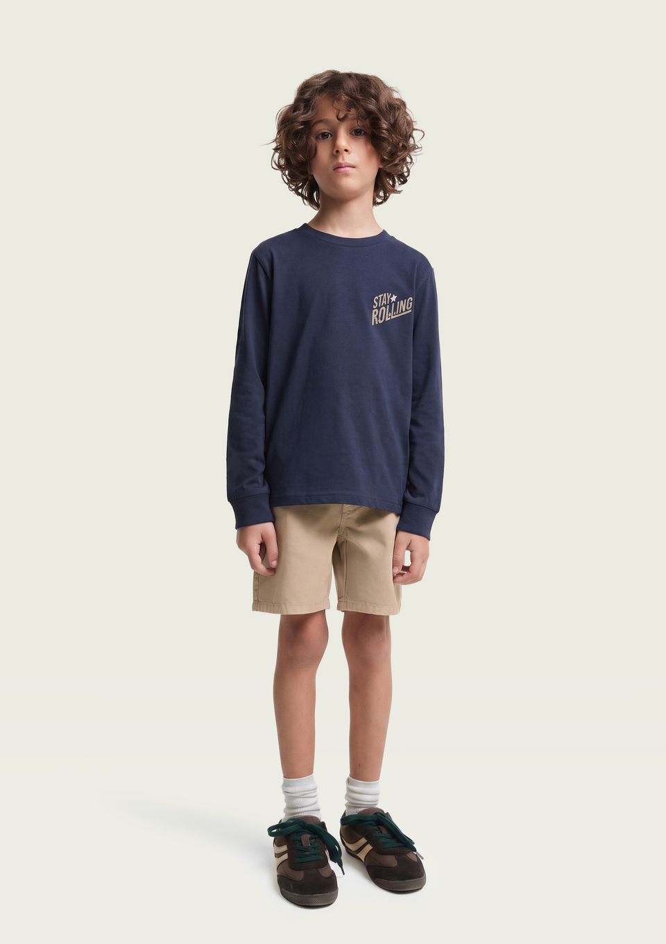 Camiseta Infantil Menino Manga Longa com Estampa - Azul