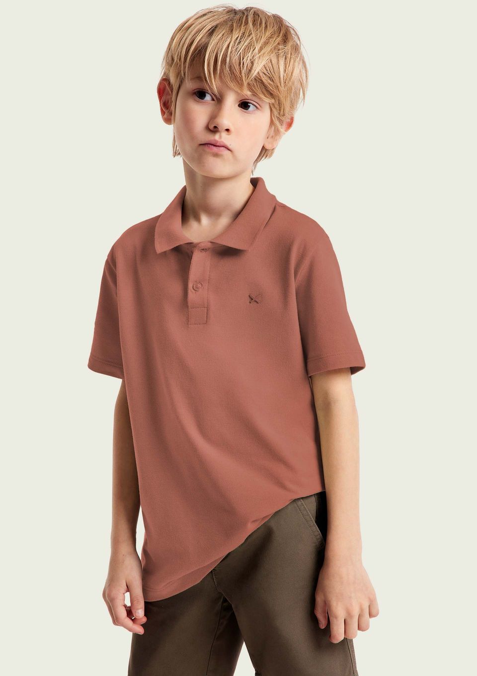 Camisa Polo Infantil Menino em Piquet - Laranja
