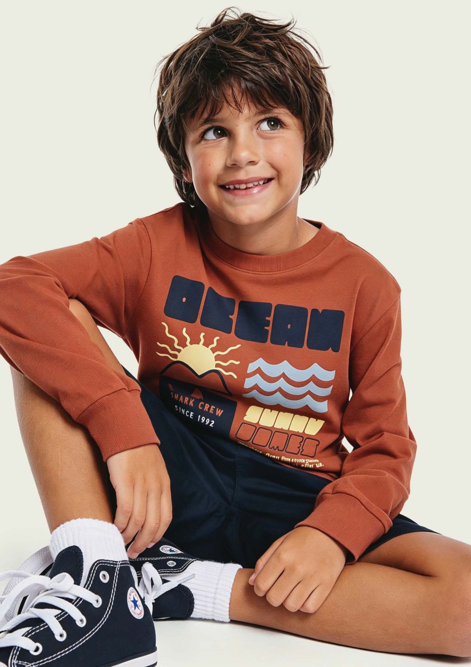 Camiseta Infantil Menino Manga Longa com Estampa Hering Kids - Laranja