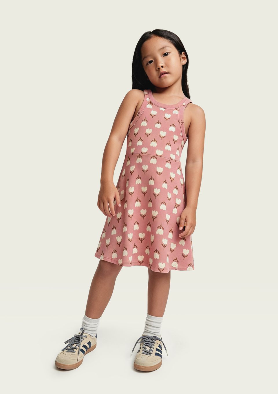 Vestido Infantil Curto em Ribana Canelada - Rosa