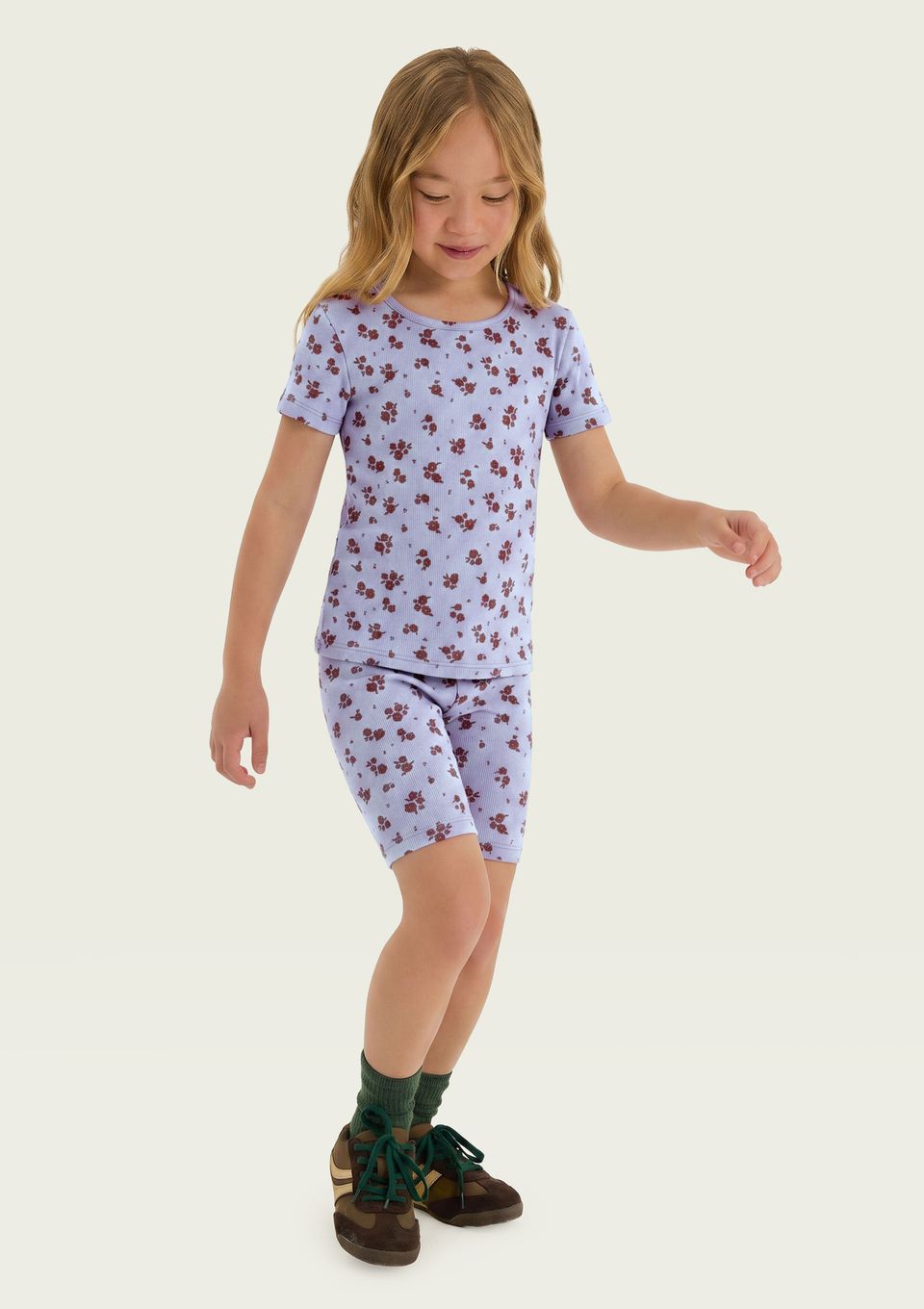 Bermuda Infantil Menina Ciclista Estampada - Lilás
