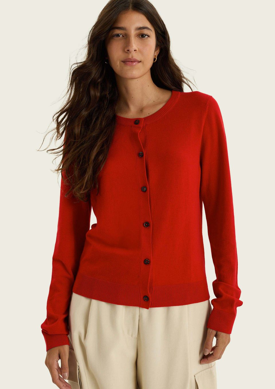 Cardigan Feminino em Tricô Leve - Vermelho