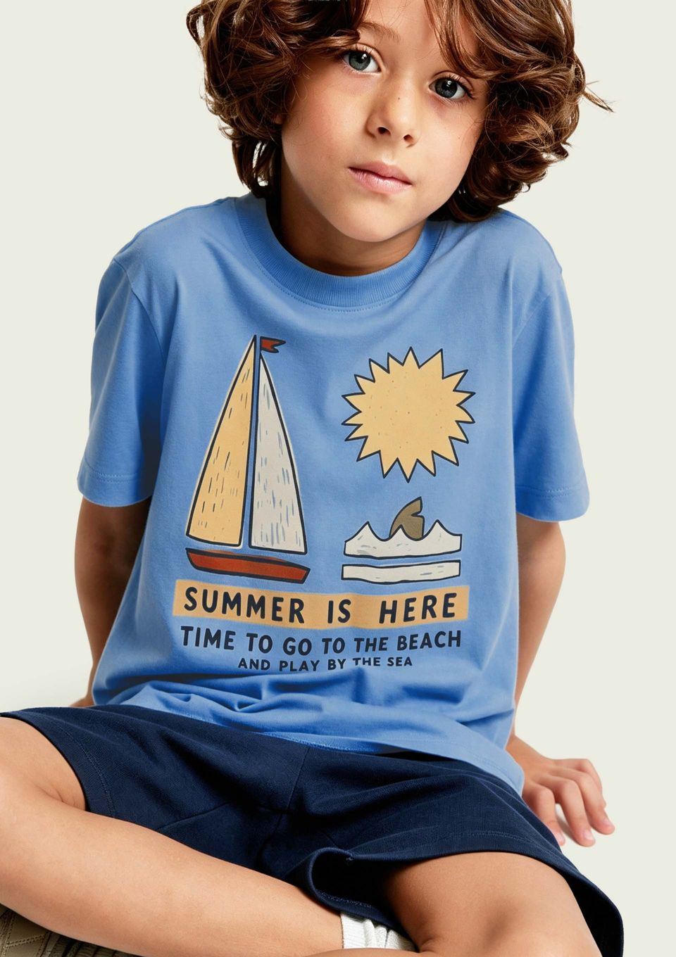 Conjunto Infantil Menino Curto com Estampa - Azul