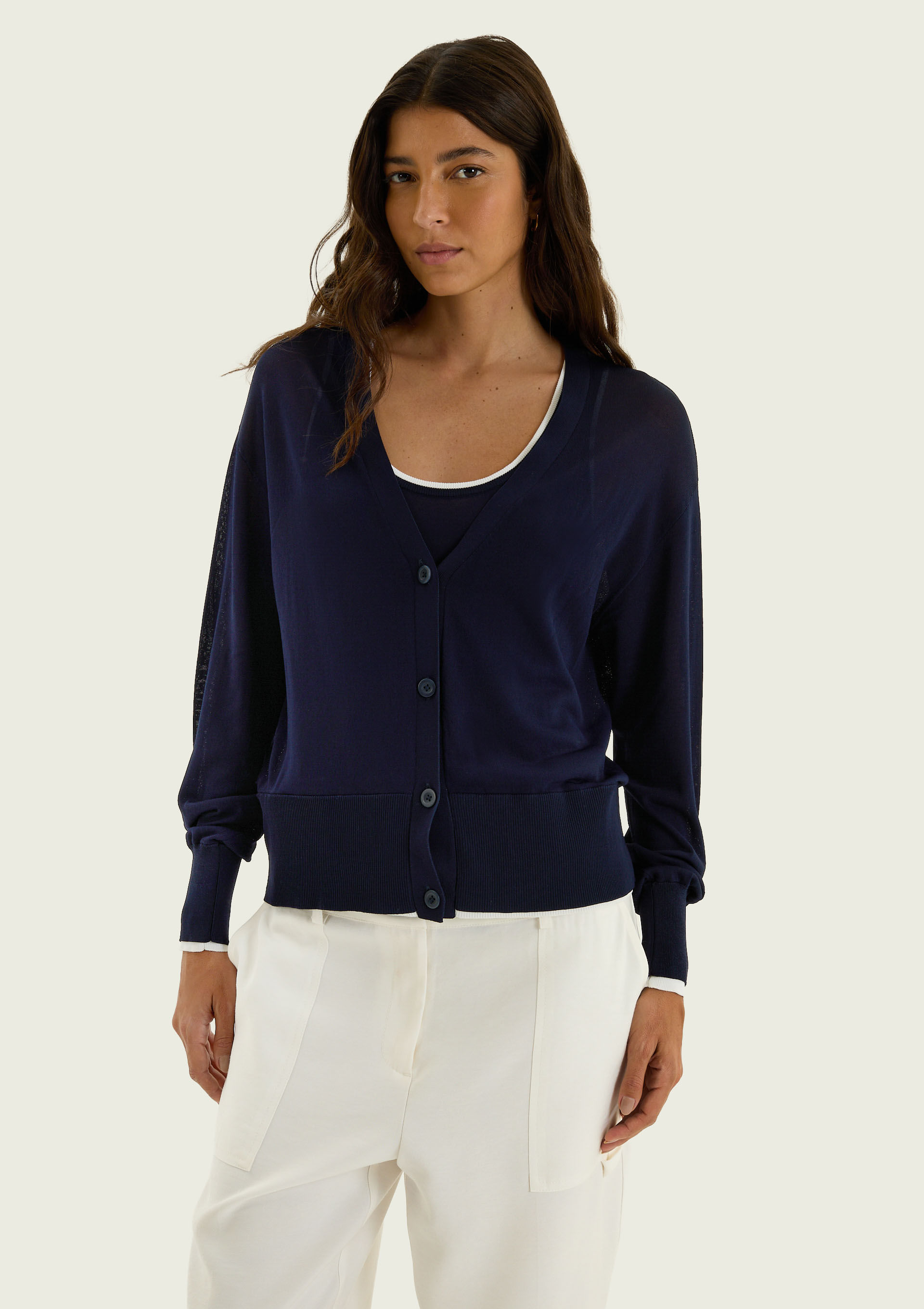 Cardigan Feminino Em Tricô - Azul
