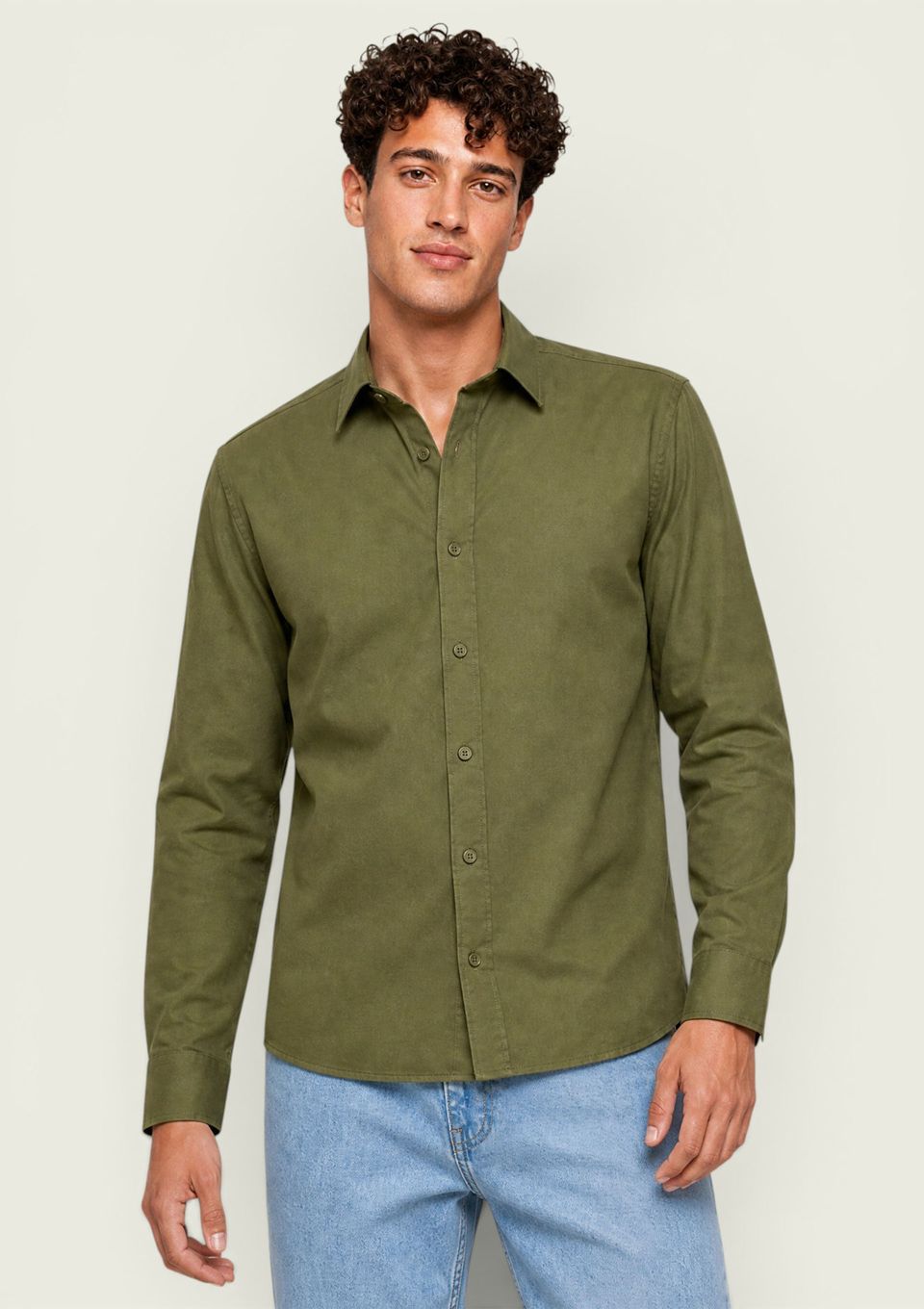 Camisa Masculina Manga Longa em Algodão - Verde