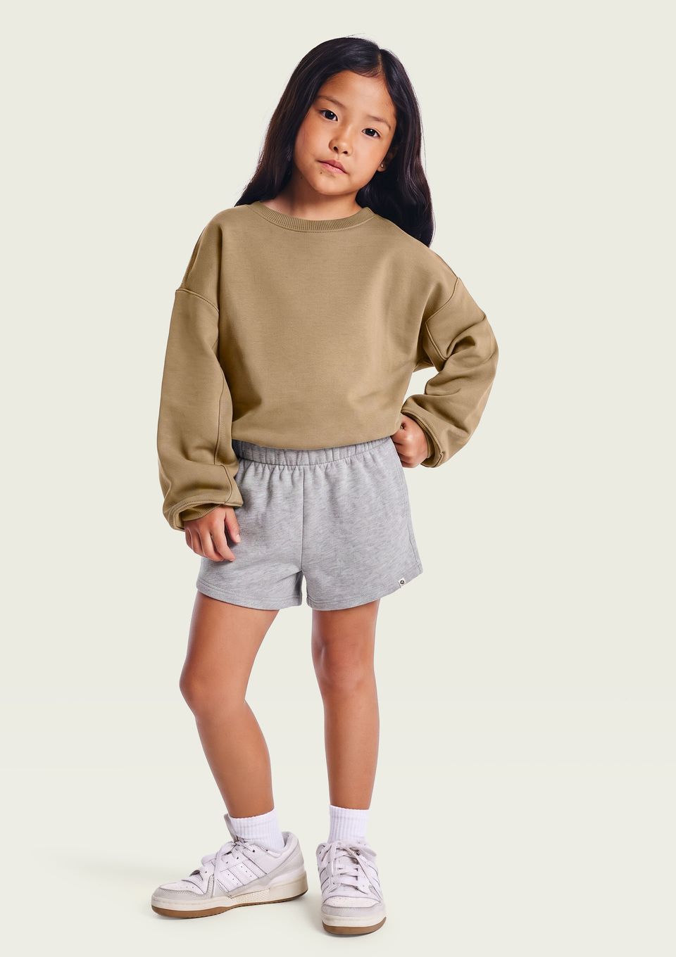 Shorts Infantil Menina Runner em Moletinho - Cinza