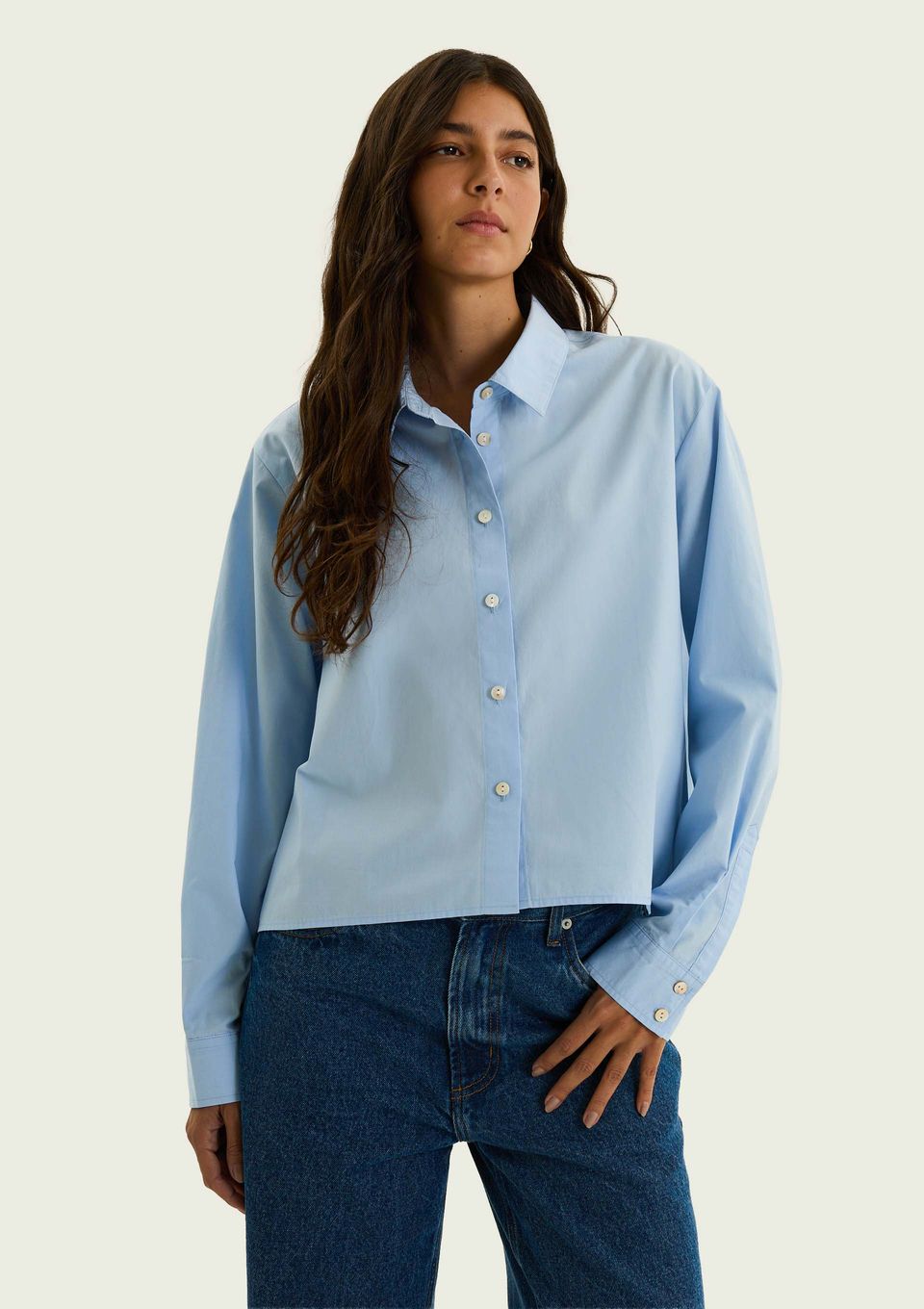 Camisa Feminina Manga Longa Box - Azul