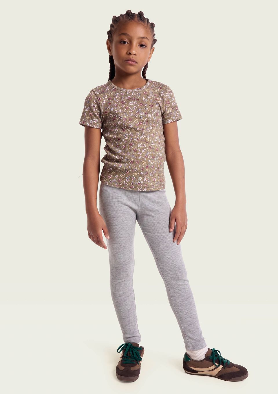 Calça Legging Básica Infantil Menina em Ribana - Cinza