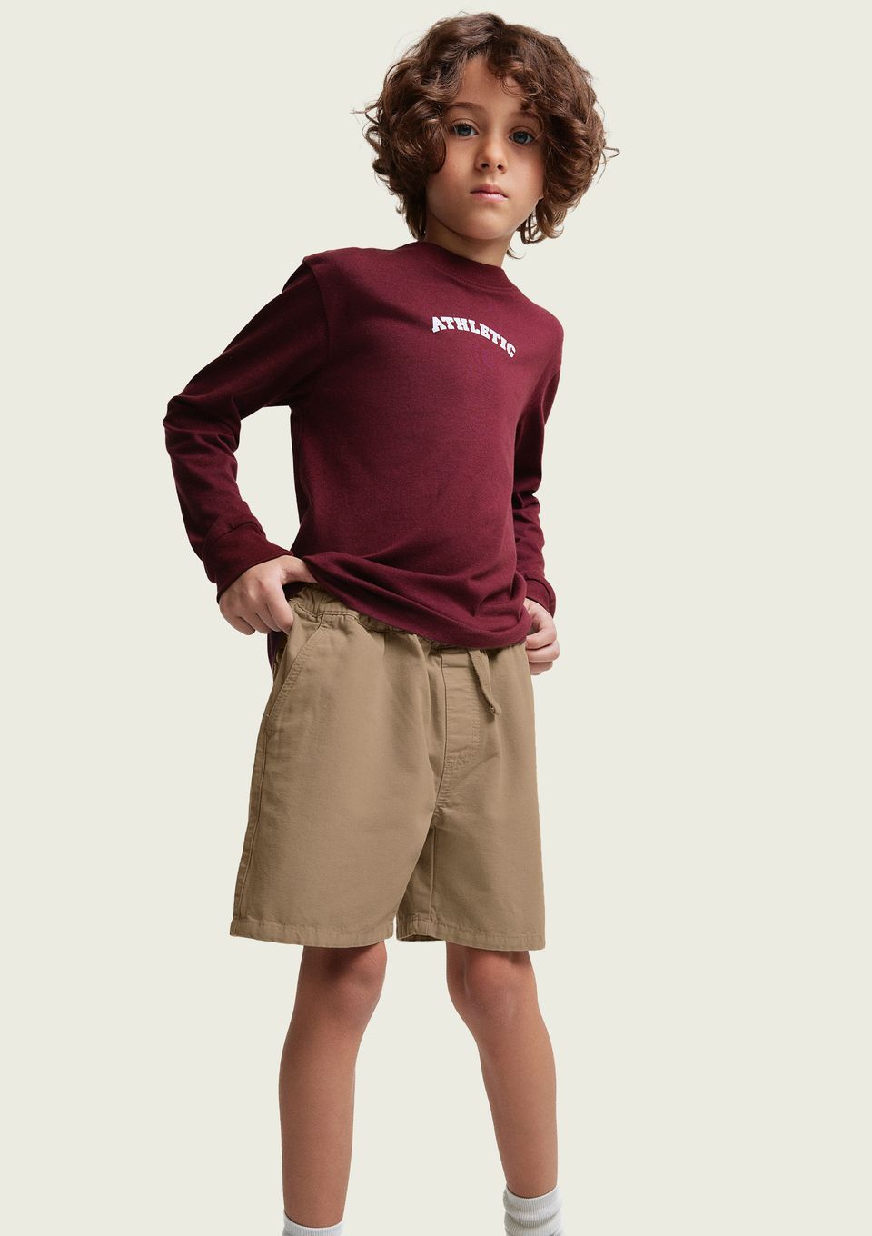 Shorts Infantil Menino em Sarja - Marrom