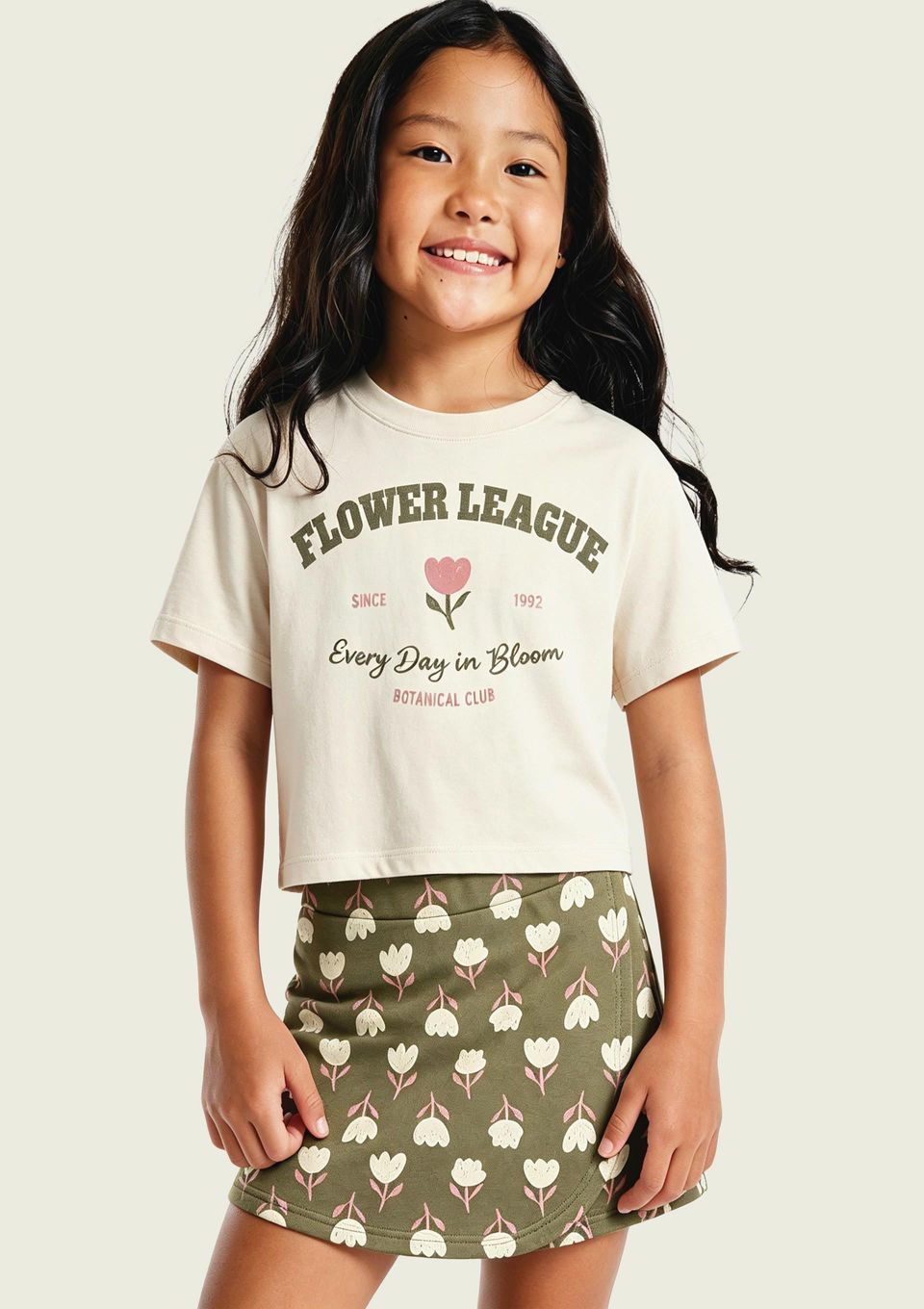Conjunto Curto Infantil Menina Estampado - Off White
