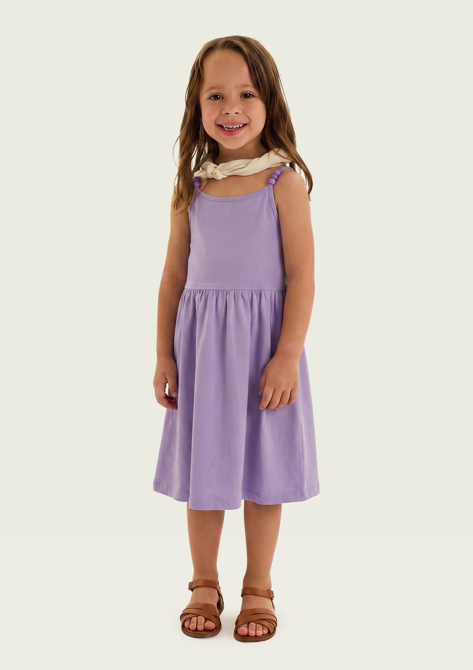 Vestido Curto Infantil em Malha Binada - Lilás
