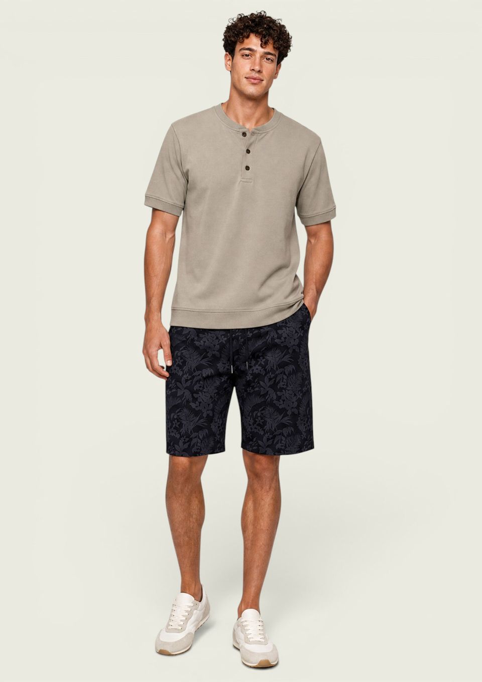 Shorts de Banho Masculino Estampado - Preto
