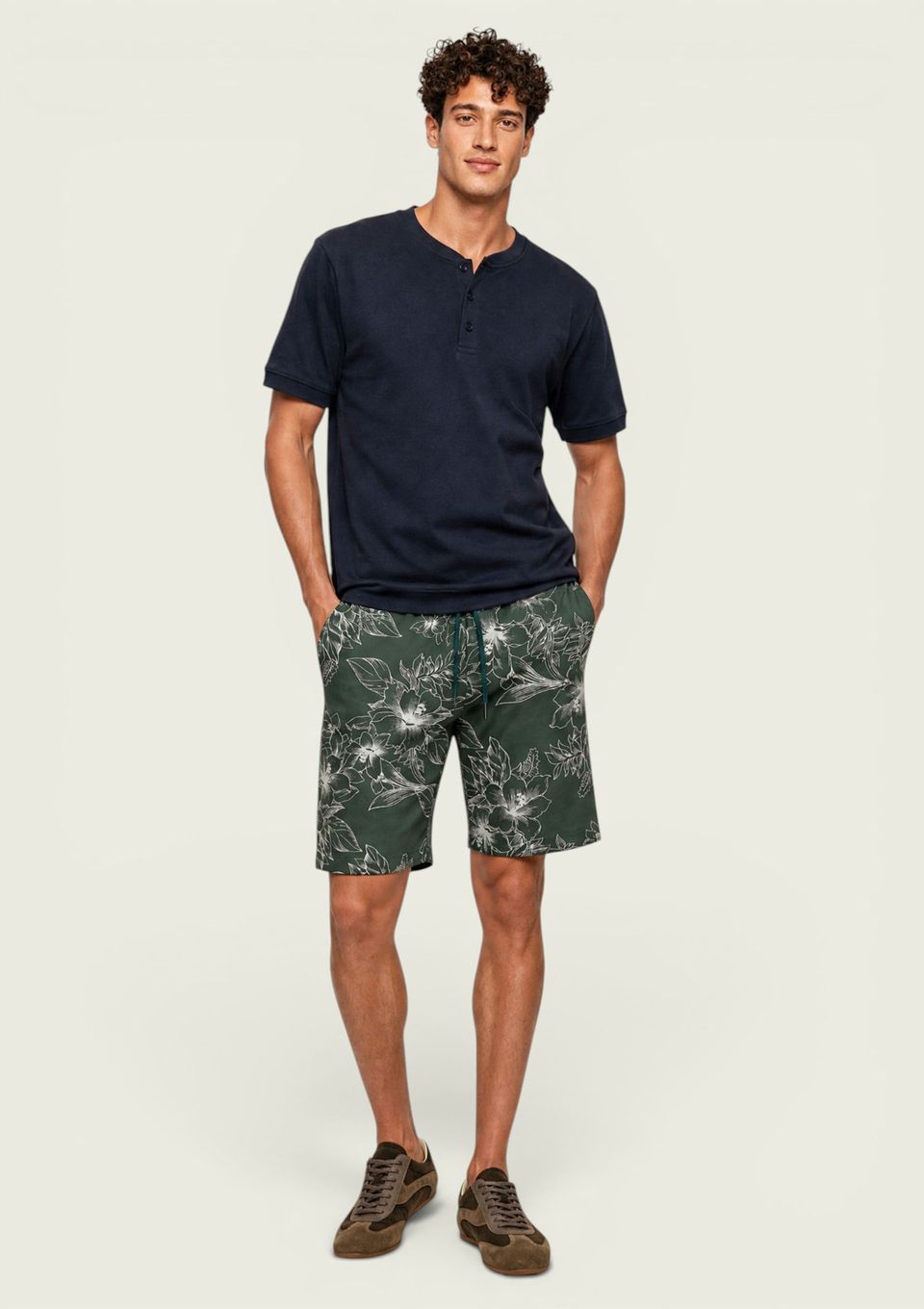 Shorts de Banho Masculino Estampado - Verde