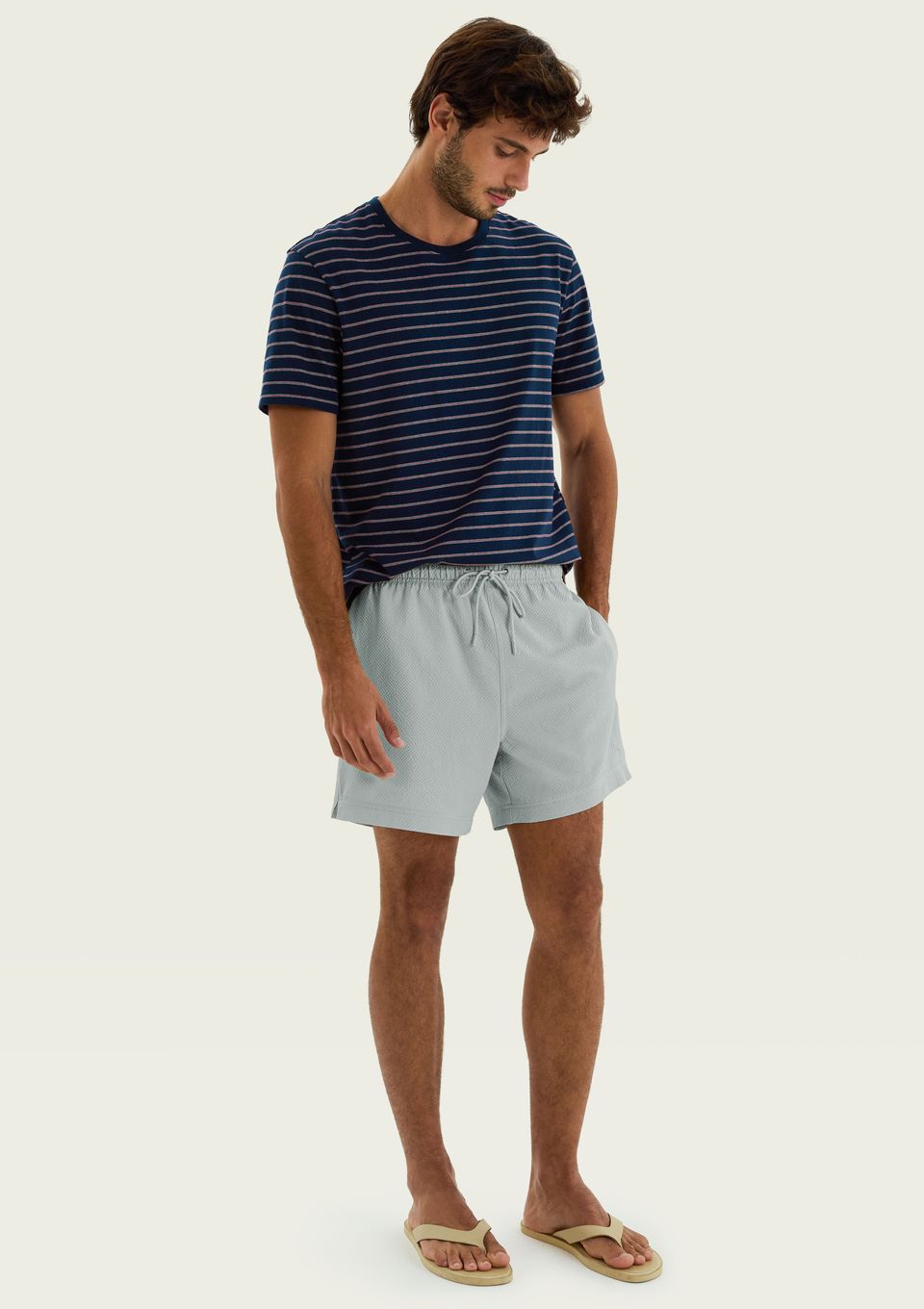 Shorts de Banho Masculino Texturizado - Cinza