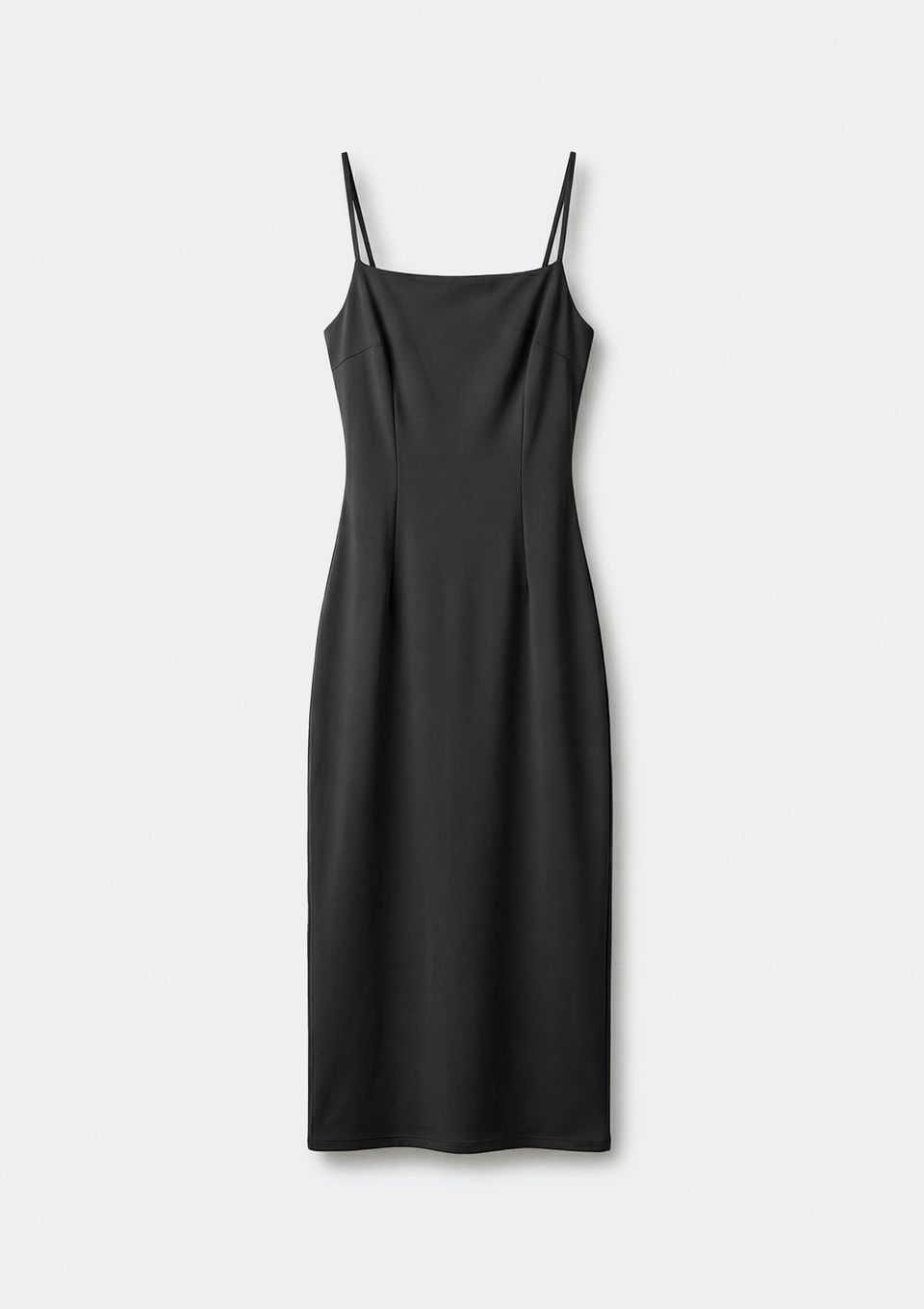 Vestido Midi Alfaiatado Alças Finas - Preto