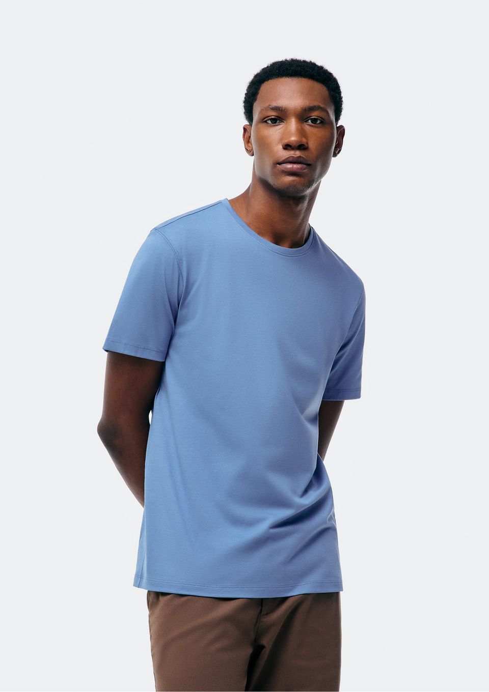 Camiseta Básica Masculina Manga Curta Pima - Azul