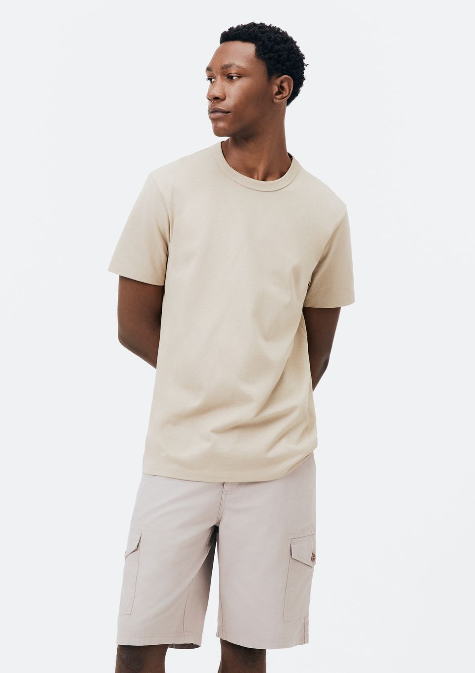 Camiseta Básica Masculina Areia em Algodão Peruano - Bege