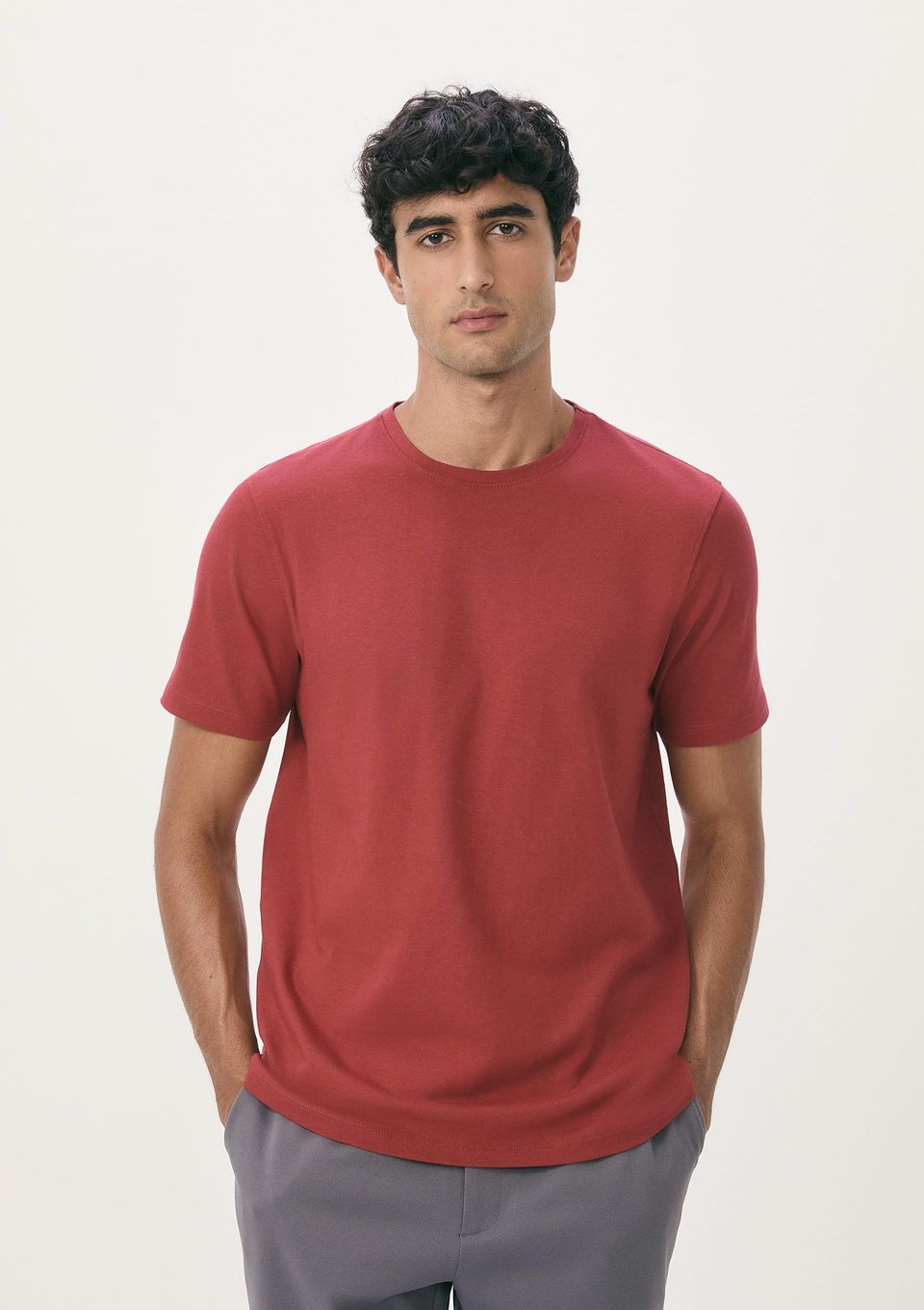 Camiseta Básica Masculina Manga Curta Pima - Vinho
