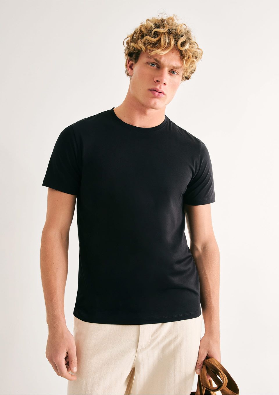 Camiseta Básica Masculina Manga Curta Pima - Preto
