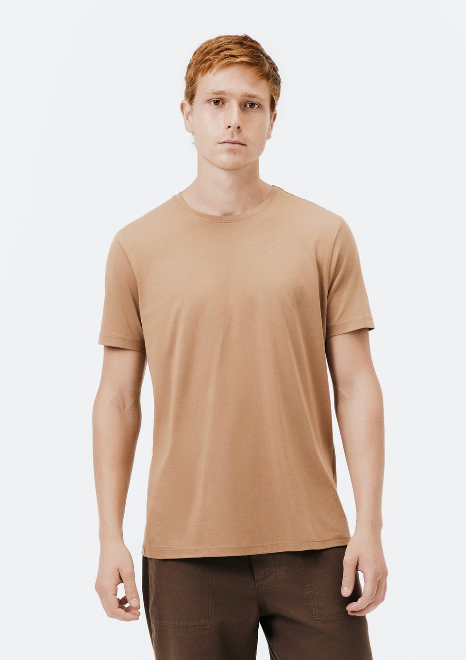 Camiseta Básica Masculina Manga Curta Pima - Bege