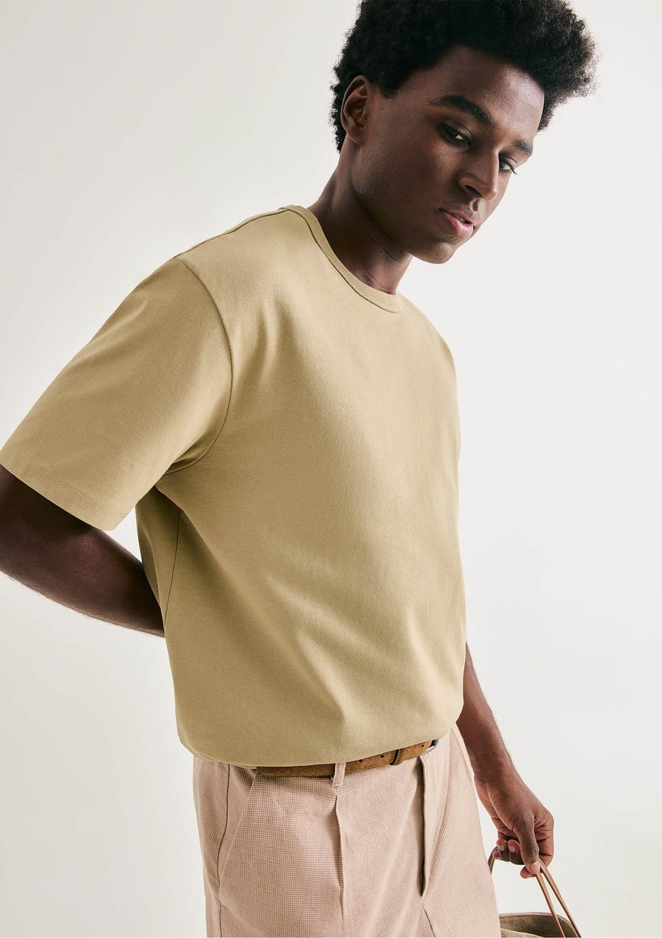 Camiseta Básica Masculina Areia em Algodão Peruano - Verde